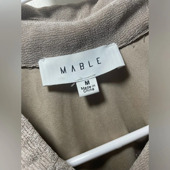 Mable Beige Ruched Button Front Collared Sleeveless Mini-Dress size M - Picture 2 of 7